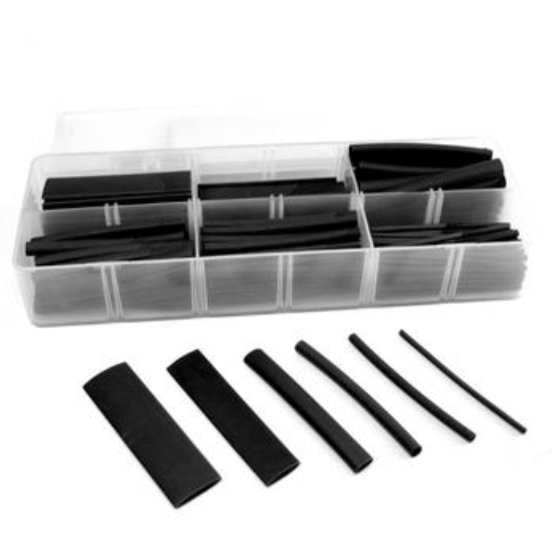 48 pc HEAT SHRINK TUBING WIRE WRAP SLEEVES BLACK COVER