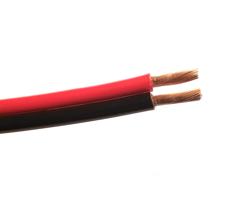 50FT Roll 10 Gauge 2 Conductor Red & Black Bonded Copper Power or Speaker Wire