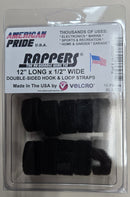 14-02000, American Pride 12"L X 1/2"W Black Rappers Hook & Loop, 10pk