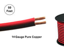 50FT Roll 14 Gauge 2 Conductor Red & Black Bonded Copper Power or Speaker Wire