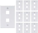 MV6727-10pk 2 Port Keystone Wall Plate UL Listed (10-Pack), Single Gang Wall Plates for RJ45 Keystone Jack and Modular Inserts, White