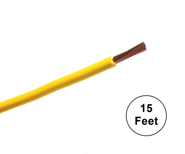 15' Length 12 Gauge 12AWG YELLOW GPT PVC Stranded 50V Automotive Hook Up Wire