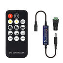 LED-SCD Mini RF Dimmer Controller 14 Keys for FCOB 3014 5630 5730 3528 Strip Lights DC5V/DC12V/DC24V Brightness Mode Effect Mode Wireless LED Dimmer Controller(Single Color)
