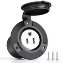 MV 5278DRI 120V 15A Flanged Outlet Female Electrical Outlet with Water Tight Cover NEMA 5-15R Waterproof Receptacle for RVs Marine Truck Bed Block Heater