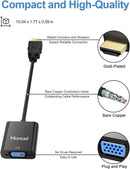 MVVGA2HDMI HDMI to VGA, Gold-Plated HDMI to VGA Adapter (Male to Female) for Computer, Desktop, Laptop, PC, Monitor, Projector, HDTV, Chromebook, Raspberry Pi, Roku, Xbox and More - Black