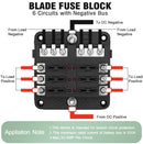 Fuse Box 30A w/cover 6-Way Marine Fuse Block,Waterproof 12v Fuse Block with LED Indicator for 12V/24V Automotive Golf Cart Truck Car Boat Marine RV Motorcycle
