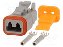 DT-2-F Grey 2 Pin Female Connectors Waterproof Electrical Wire Connector with Stamped Contacts and Seal Plug for Truck, Off-Road Vehicles, Construction, Agriculture, Motorcycle Wiring