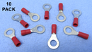 65-1527 1/4" Stud Red Vinyl Insulated Ring Terminals for 22-18AWG Wire ~ 10 Pack