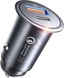 Cig to USB A &C 67.5W 99% Invisible Super Mini Car Charger USB C Fast Charging, All Metal Cigarette Lighter Adapter PD&QC Type C Car Charger Adapter for iPhone 16.