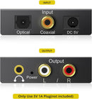 MVOPTICAL/RCA, MVO Digital to Analog Audio Converter DAC Digital SPDIF Optical to Analog L/R RCA Converter Toslink Optical to 3.5mm Jack Adapter