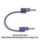 Pomona B-12-6, BLUE Multi-Stacking Banana Plug Patch Cord ~ 12" Length