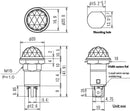 BN-23-1-OR, Sato 17mm Round Orange Jewel Lens Neon Indicator Light 100V~125V