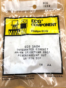 ECG1624, AM/FM Radio Circuit IC with Power Amplifier ~ 16 Pin DIP (NTE1624)