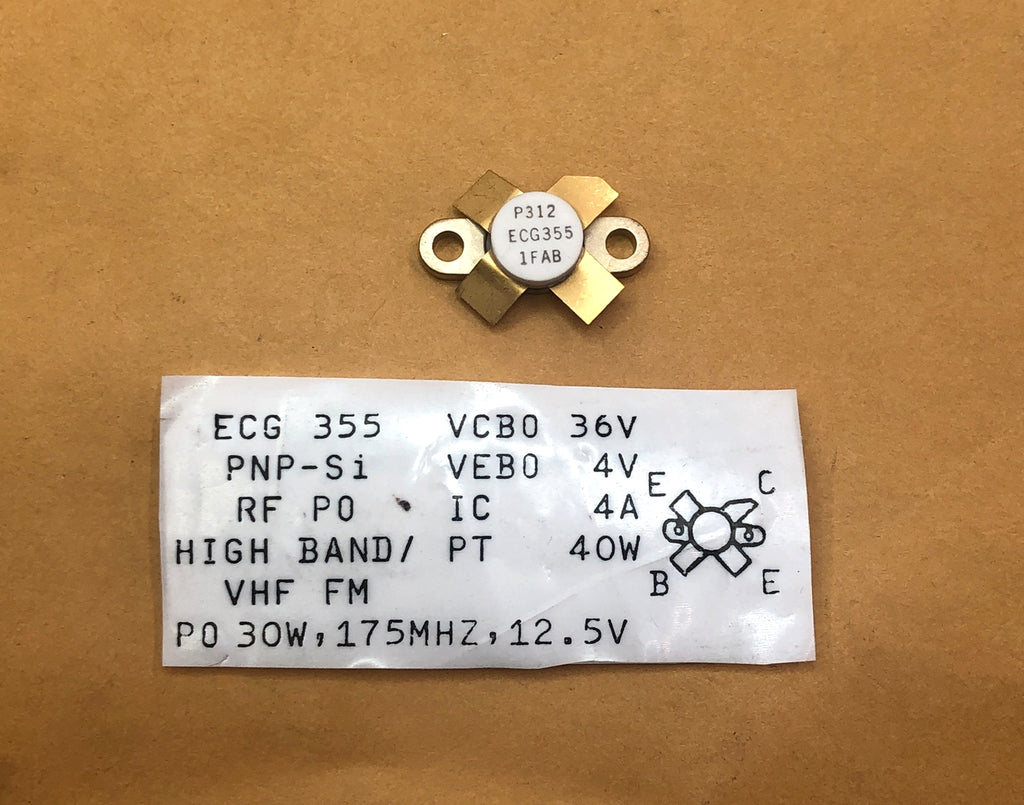 ECG355 PNP Silicon RF Transistor 18V4A, 40W Max 136 to 174MHz RF38
