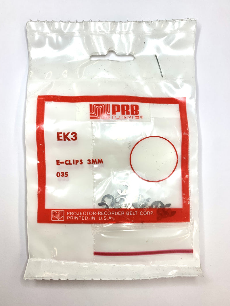 NEW PRB EK3, 25 Pack of 3mm E-Clips for 3mm Diameter Shaft Grooves