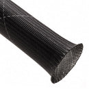 CCF0.25TB-100ft TechFlex braided sleeve  Flame Ret. 1/4", Black w/ White Tracer