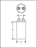 NTE MRRC370V20, 20uF @ 370V AC, Motor Run Capacitor