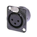 NC3FD-L-B-1, Neutrik BLACK 3-Pin Female XLR Chassis Connector