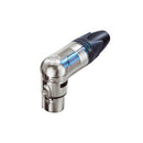 NC3MRX, Neutrik 3 Pin Male Right Angle Connector with Silver Plated Contacts