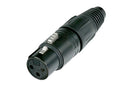 NC3FX-B, Neutrik 3 Pin XLR BLACK Female Connector with Gold Contacts