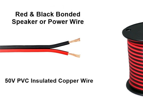 500FT Roll of 18 Gauge (18AWG) 2 Conductor Pure Copper Red &amp; Black Bonded Power or Speaker Wire