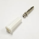 TJ-560-W, Sato Parts White Male Banana Plug ~Solder Type, 16AWG Max.