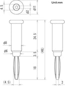 TJ-560-R, Sato Parts Red Male Banana Plug ~Solder Type, 16AWG Max.