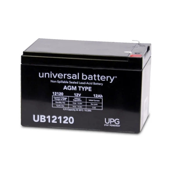 UPG UB12120 F1, 12V @ 12AH Sealed Lead Acid (SLA) Battery w/ 0.187" Terminals