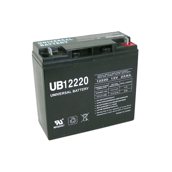 UPG UB12220 T4, 12V @ 22AH Sealed Lead Acid (SLA) Battery w/Nut & Bolt Terminals