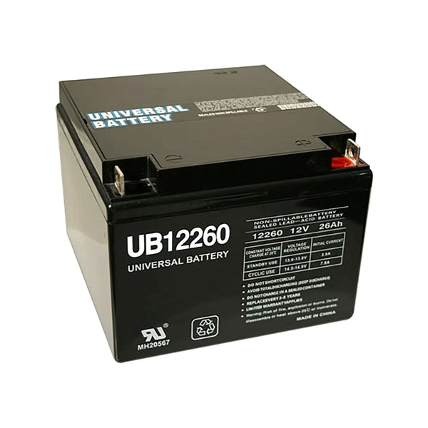 UPG UB12260 T3, 12V @ 23AH Sealed Lead Acid (SLA) Battery w/Nut & Bolt Terminals