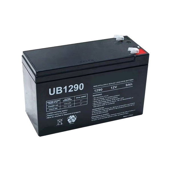 UPG UB1290 F1, 12V @ 9.0AH Sealed Lead Acid (SLA) Battery w/ 0.187" Terminals