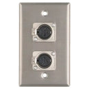 WP1013, ProCo Single-Gang Stainless Wall Plate with 2 Female XLR Connectors
