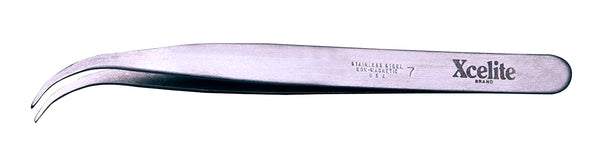 Xcelite XSST7V, Stainless Steel Curved Thin Point #7 Premium Tweezer 4.5" Length