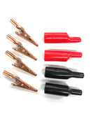 Lot of 4 Mueller BU-60CS Copper Alligator Clips w/ 2 Red & 2 Black Boots 010012
