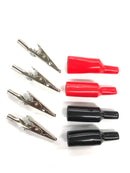 Set of 4 BU-60S Mueller Steel Alligator Clips w/ 2 Red & Black Insulators 010014