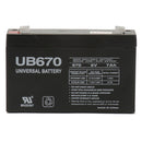 UPG UB670 F1, 6V @ 7.0AH Sealed Lead Acid (SLA) Battery w/ 0.187" Terminals
