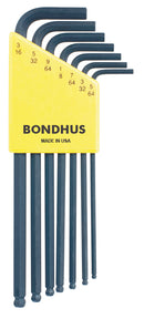 10945, Bondhus 7 Piece Standard Set, Hex End Balldriver L-Keys ~ 5/64" to 3/16"