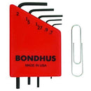 12242, Bondhus 5 Piece Short Metric Set, Hex End L-Keys ~ 0.71mm to 2.0mm