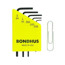 12243, Bondhus 5 Piece Short Standard Set, Hex End L-Keys ~ 0.28" to 5/64"