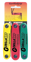 12533 (HF24), Bondhus Triple Pack GorillaGrip Hex Key Fold Up Inch, Metric & Torx