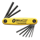 12591, Bondhus 9 Piece GorillaGrip Standard Hex Key Fold Up Set ~ 0.050" to 3/16"