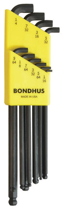 16538, Bondhus 10 Piece Stubby Set, Hex End Balldriver L-Keys ~ 1/16" to 1/4"