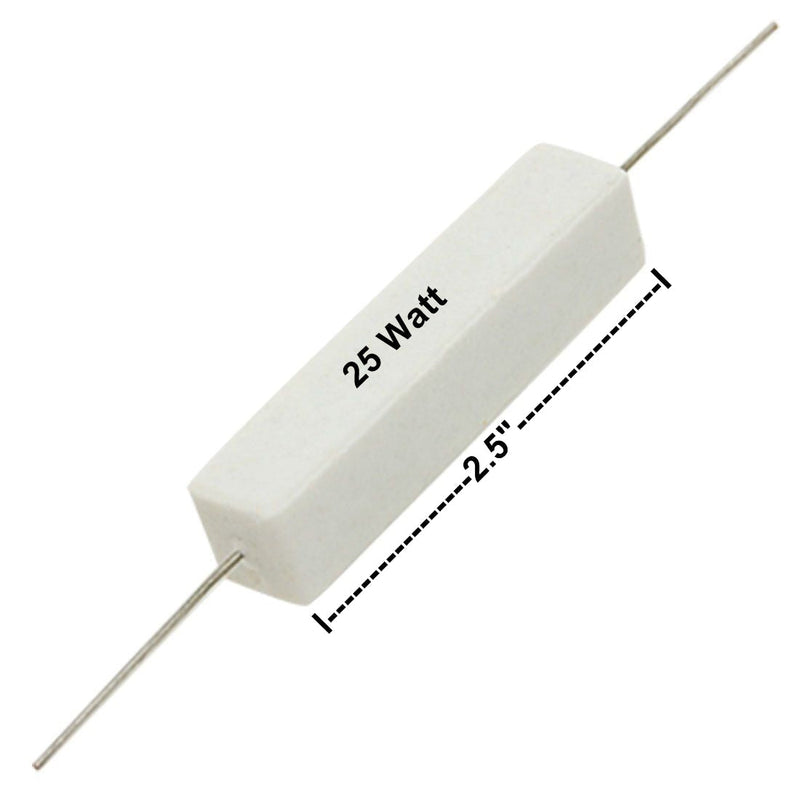 NTE 25W2D7, 2.7 Ohm 25 Watt Wirewound Ceramic Power Resistors 25W