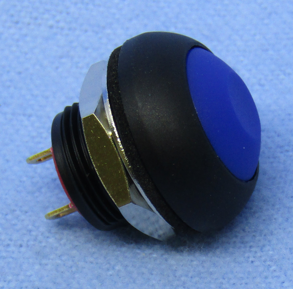 Philmore 30-12636 SPST OFF-(ON) Momentary Blue Push Button Switch, IP67 Sealed