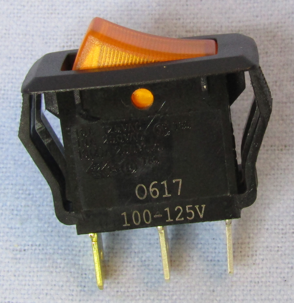 Philmore 30-740 SPST OFF-ON, Amber Snap-In Appliance Rocker Switch 20A@125V AC