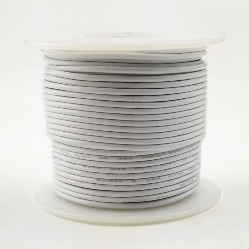 18 AWG Gauge Stranded WHITE 300 Volt, UL1007 PVC Hook Up Wire 100ft Ro –  MarVac Electronics