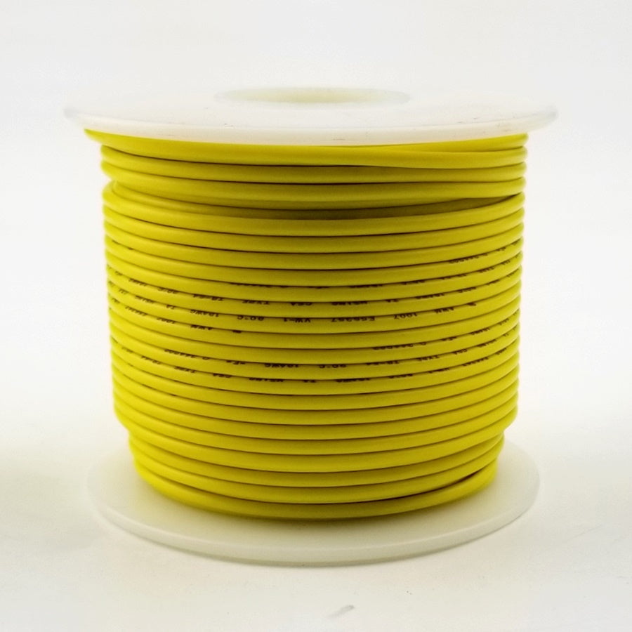 24 AWG Gauge Solid Hook Up Wire Yellow 250 ft 0.0201 UL1007 300 Volts