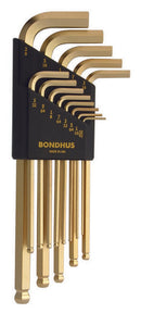 13937, Bondhus 13 Piece GoldGaurd Inch, Hex Balldriver L-Keys ~ 0.050" to 3/8"