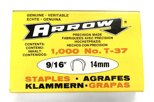 Arrow Fastener # 379, 9/16" (16.0mm) Steel Staples for T37 ~ 1,000 Count Box