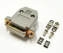 DB 15 Pin Female D-Sub Cable Mount Connector w/ Plastic Cover & Hardware DB15